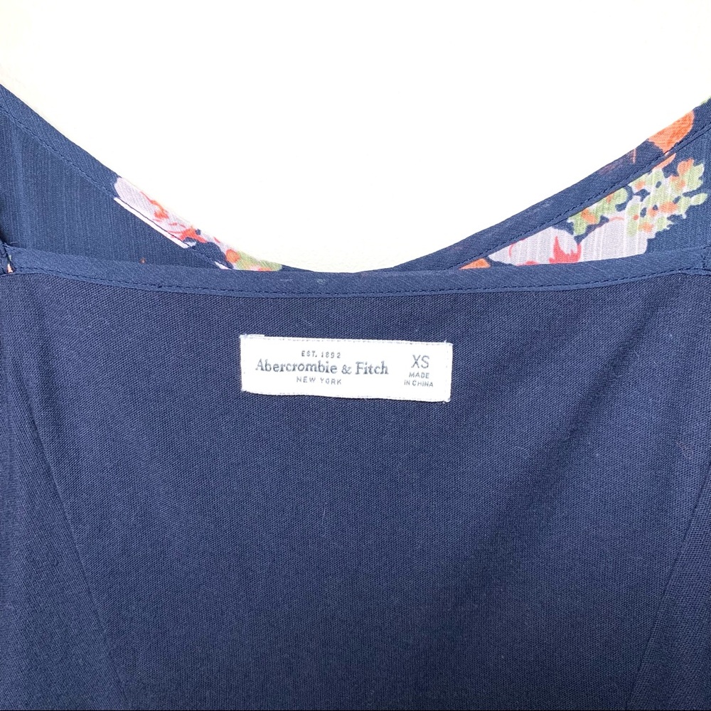 Abercrombie & Fitch Navy Floral Mini Dress XS Spaghetti Strap Coquette Romantic - Picture 14 of 14